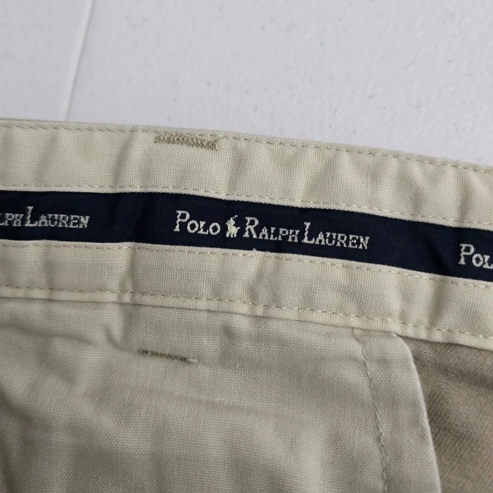 Polo Ralph Lauren Andrew Pant Mens 36x30 Tan Khaki Pleated Cotton Chino Trousers